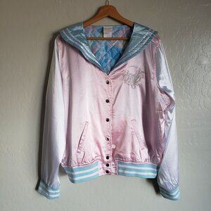 Hot Topic Sailor Moon Embroidered Satin Bomber Jacket Pink/Blue Size Women's XL